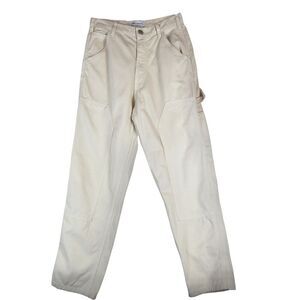 Zara Carpenter Pants  US 4  Ivory Cream White Cargo Straight Leg Workwear